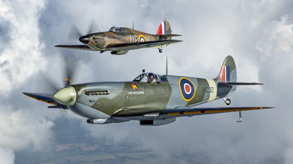 British World War Two Spitfire and Hurricane
