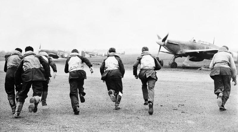 British Pilots scramble during the Battle of Britain